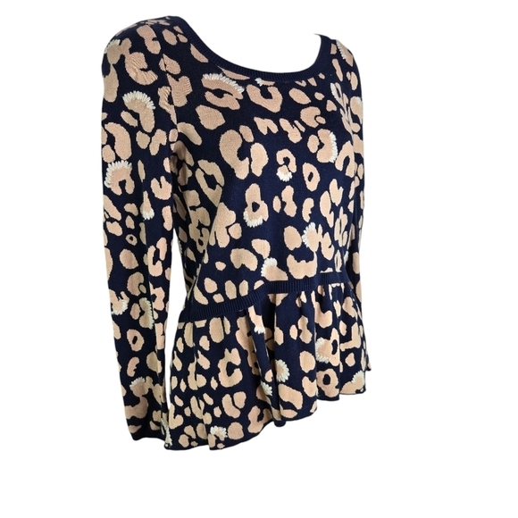 Anthropologie Moth animal print peplum ruffle waist sweater - Picture 3 of 13